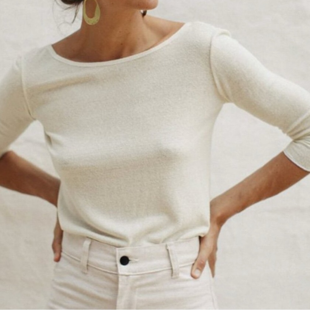 OZMA Cream V-Neck Top